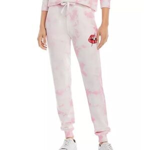 CHRLDR Lips Pink White Tie-Dye Sweatpants Size Small